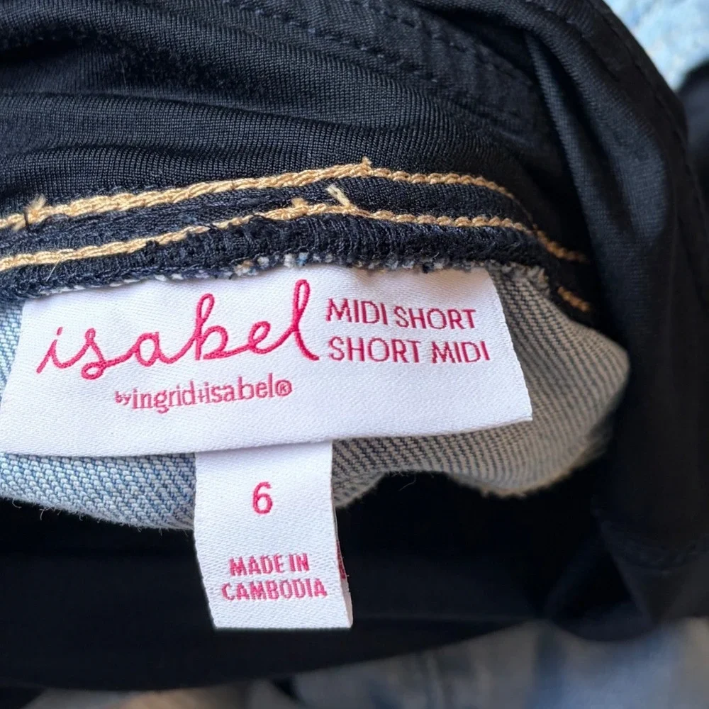 Isabel by Ingrid & Isabel Maternity Denim Midi Shorts Light Wash Size 6 - Picture 2 of 7